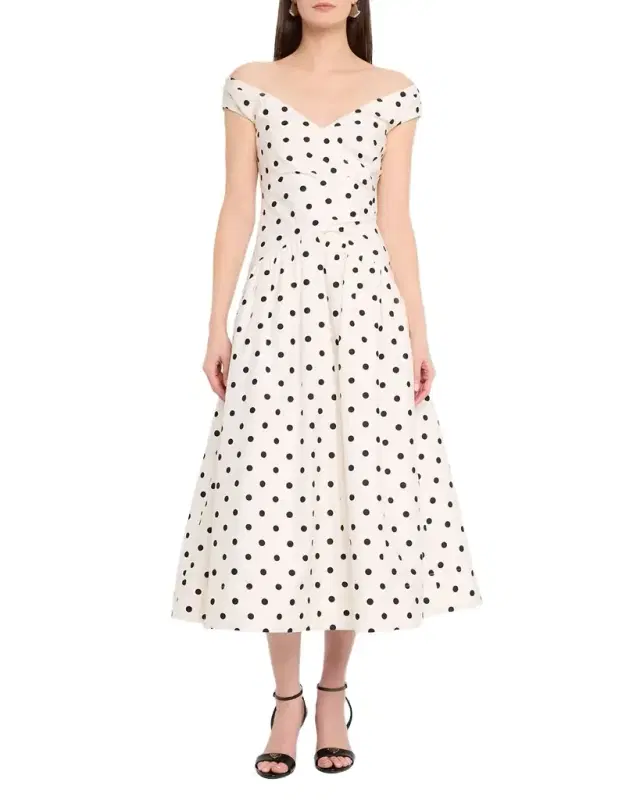 Polka-Dot Cotton Midi Dress
