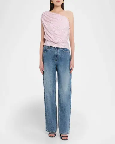 Self-Portrait Rhinestone Straight-Leg Jeans | Thumbnail 2 Self-Portrait Rhinestone Straight-Leg Jeans | Thumbnail 2