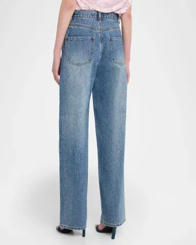 Self-Portrait Rhinestone Straight-Leg Jeans | Thumbnail 3 Self-Portrait Rhinestone Straight-Leg Jeans | Thumbnail 3