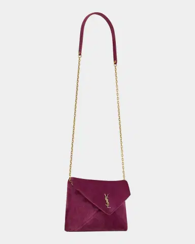 Saint Laurent Cassandre Large Suede Envelope Clutch Bag | Thumbnail 9