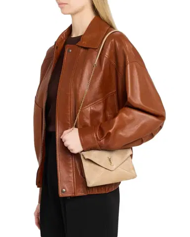 Saint Laurent Cassandre Large Suede Envelope Clutch Bag | Thumbnail 1