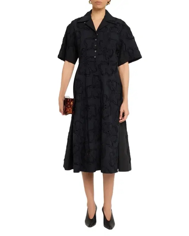 Floral Embroidered Midi Shirtdress