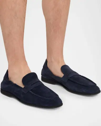 Brioni Men's Suede Flex-Sole Penny Loafers | Thumbnail 2 Brioni Men's Suede Flex-Sole Penny Loafers | Thumbnail 2