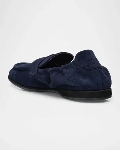 Brioni Men's Suede Flex-Sole Penny Loafers | Thumbnail 4 Brioni Men's Suede Flex-Sole Penny Loafers | Thumbnail 4