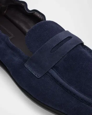 Brioni Men's Suede Flex-Sole Penny Loafers | Thumbnail 5 Brioni Men's Suede Flex-Sole Penny Loafers | Thumbnail 5