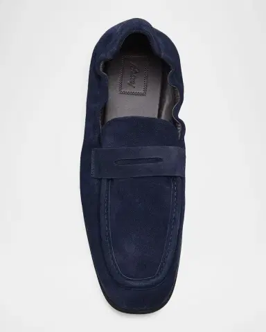 Brioni Men's Suede Flex-Sole Penny Loafers | Thumbnail 6 Brioni Men's Suede Flex-Sole Penny Loafers | Thumbnail 6