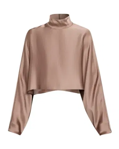 Lapointe Satin Long-Sleeve Caftan Crop Top | Thumbnail 1