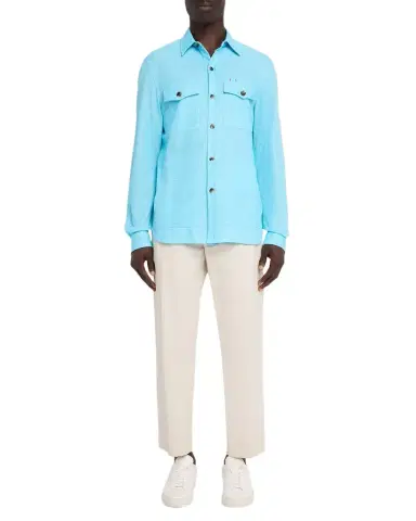 Isaia Men's Comfort Cotton and Linen Jersey Four-Pocket Overshirt | Thumbnail 1 Isaia Men's Comfort Cotton and Linen Jersey Four-Pocket Overshirt | Thumbnail 1