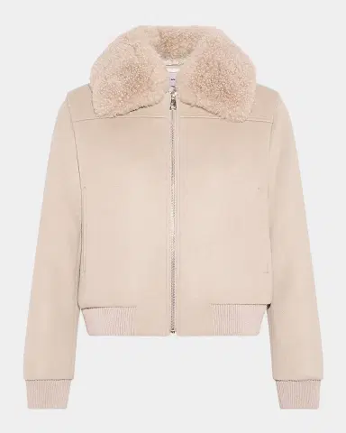 Yves Salomon Cashmere-Blend Bomber Jacket with Removable Shearling Collar | Thumbnail 3 Yves Salomon Cashmere-Blend Bomber Jacket with Removable Shearling Collar | Thumbnail 3