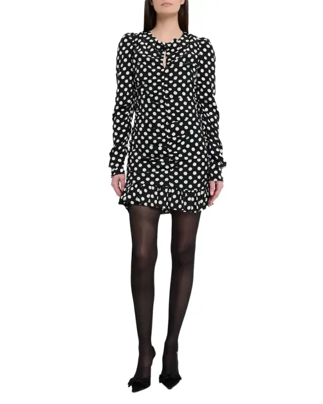 Jast Ruched Polka Dot Mini Dress