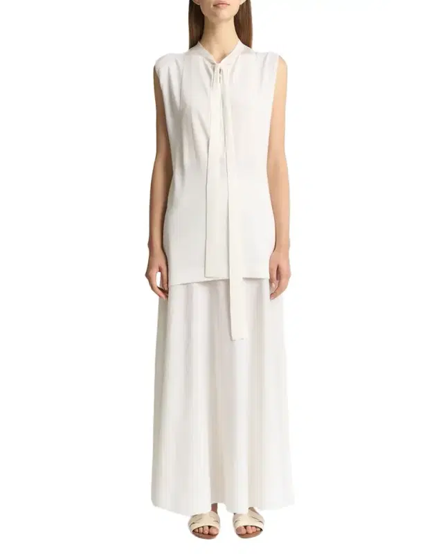 Cashmere-Silk Sleeveless Neck-Tie Top