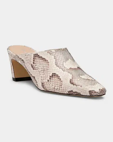 Stuart Weitzman 50mm Stassi Snake-Embossed Leather Mules | Thumbnail 3