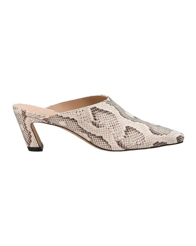 50mm Stassi Snake-Embossed Leather Mules
