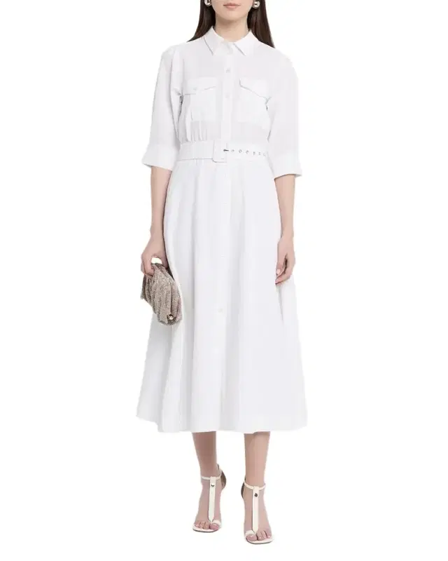 Jizo Belted Midi Shirtdress