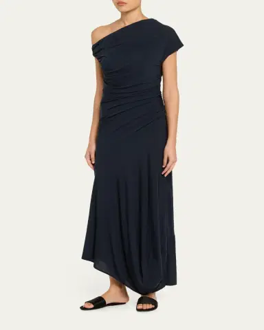 A.L.C. Halle Ruched Asymmetric Jersey Dress | Thumbnail 4 A.L.C. Halle Ruched Asymmetric Jersey Dress | Thumbnail 4