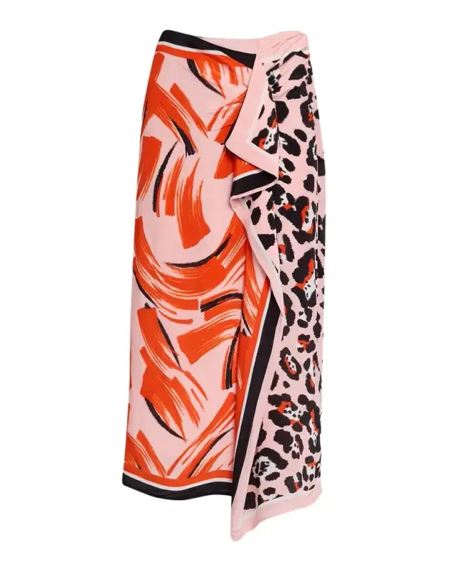 Juanita Printed Draped Midi Skirt