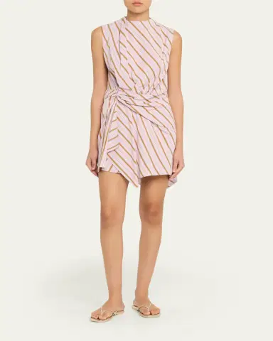 A.L.C. Dion Stripe Draped Mini Dress | Thumbnail 6