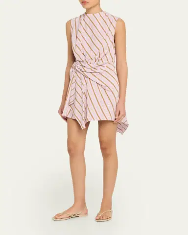 A.L.C. Dion Stripe Draped Mini Dress | Thumbnail 8