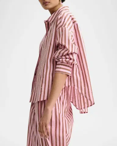 Essentiel Antwerp Jelief Rhinestone Striped Button-Front Shirt | Thumbnail 5 Essentiel Antwerp Jelief Rhinestone Striped Button-Front Shirt | Thumbnail 5