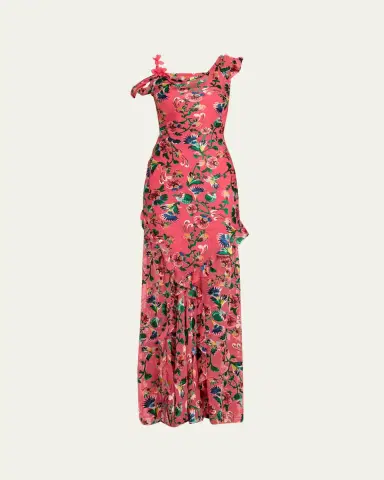 Saloni Seema Floral Silk Chiffon Maxi Dress | Thumbnail 5 Saloni Seema Floral Silk Chiffon Maxi Dress | Thumbnail 5