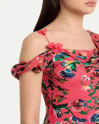 Saloni Seema Floral Silk Chiffon Maxi Dress | Thumbnail 9 Saloni Seema Floral Silk Chiffon Maxi Dress | Thumbnail 9