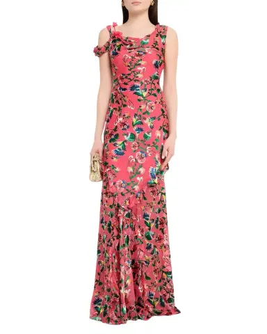 Saloni Seema Floral Silk Chiffon Maxi Dress | Thumbnail 1 Saloni Seema Floral Silk Chiffon Maxi Dress | Thumbnail 1