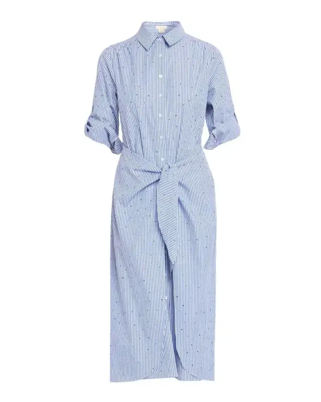 Striped Belted Midi Shirtdress