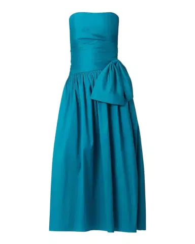 Shoshanna Sonia Strapless Side-Bow Satin Midi Dress | Thumbnail 1 Shoshanna Sonia Strapless Side-Bow Satin Midi Dress | Thumbnail 1