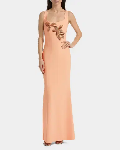 Chiara Boni La Petite Robe Lijia Beaded Applique Trumpet Gown | Thumbnail 2 Chiara Boni La Petite Robe Lijia Beaded Applique Trumpet Gown | Thumbnail 2
