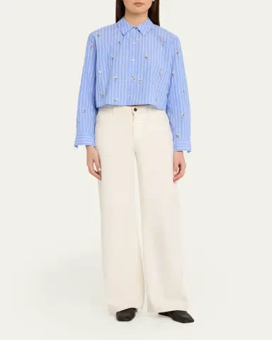 L'Agence Cosette Sequined Button-Front Crop Shirt | Thumbnail 2 L'Agence Cosette Sequined Button-Front Crop Shirt | Thumbnail 2