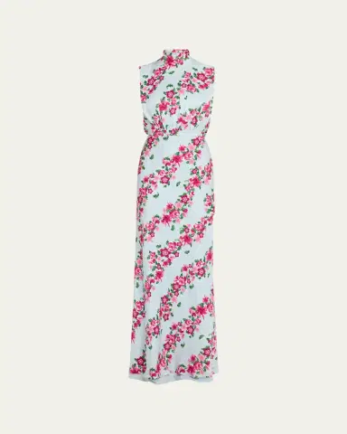 Saloni Fleur Printed High-Neck Dress | Thumbnail 5 Saloni Fleur Printed High-Neck Dress | Thumbnail 5