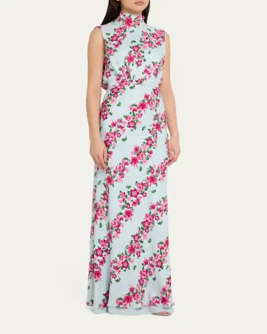 Saloni Fleur Printed High-Neck Dress | Thumbnail 8 Saloni Fleur Printed High-Neck Dress | Thumbnail 8