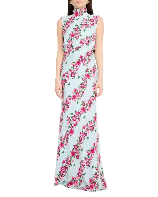 Fleur Printed High-Neck Dress