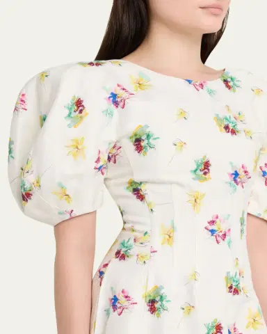 Gabriela Hearst Ranya Puff-Sleeve Mia's Flowers-Print Linen Maxi Dress | Thumbnail 5
