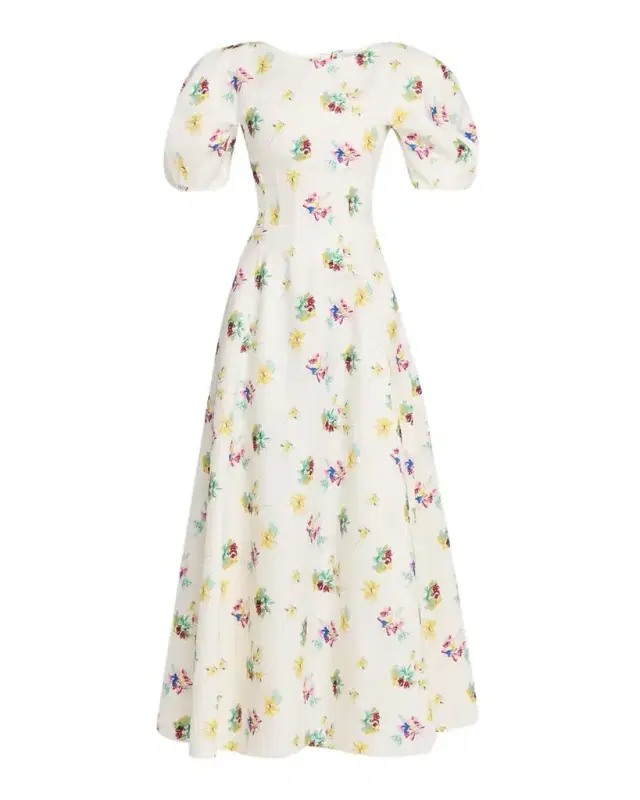 Gabriela Hearst Ranya Puff-Sleeve Mia's Flowers-Print Linen Maxi Dress