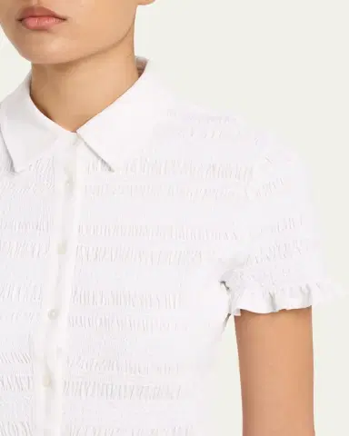 Veronica Beard Ellisandra Smocked Short-Sleeve Top | Thumbnail 5