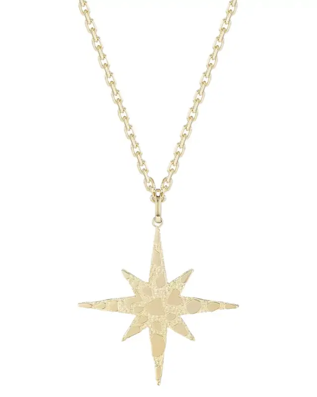 14K Gold Large Starburst Pendant Necklace