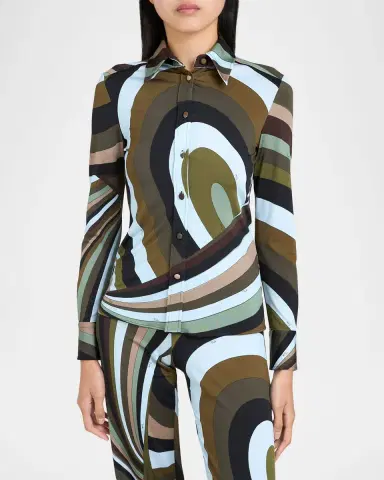 PUCCI Iride Jersey Button-Down Shirt | Thumbnail 4