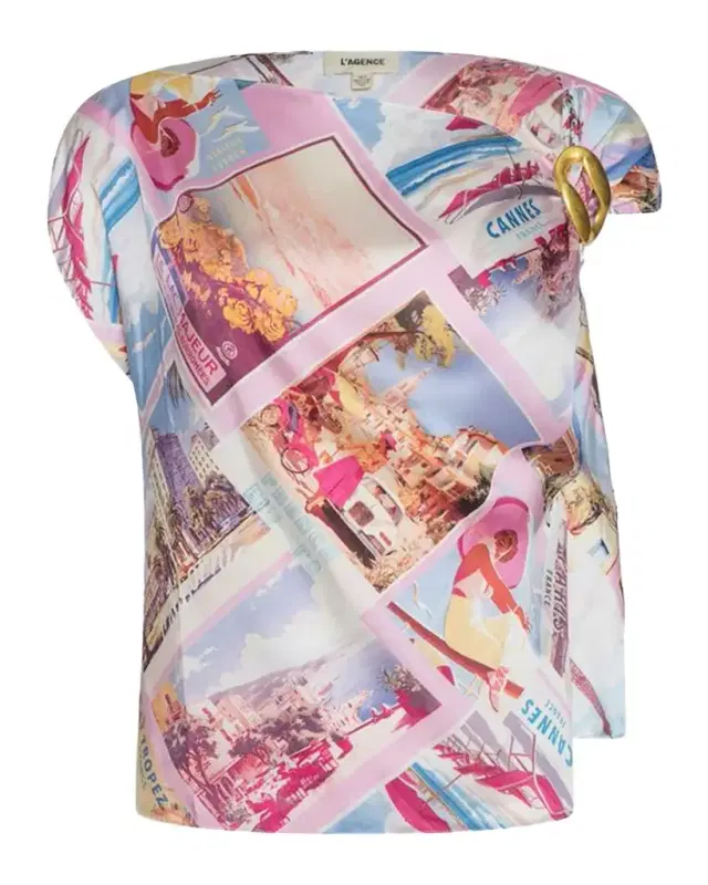 L 'Agence Driselle Asymmetric Scarf Top