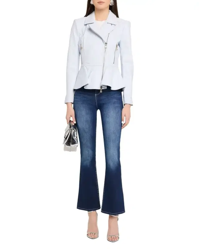 Lyric Peplum Leather Biker Jacket