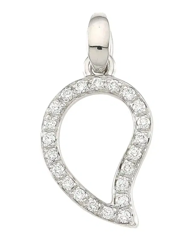18K White Gold Diamond Pave Signature Large Pendant