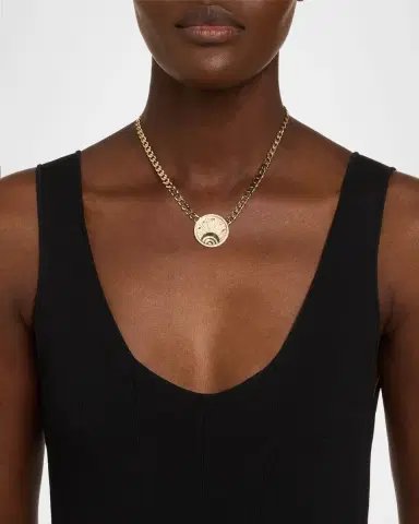 Sydney Evan 14K Diamond Pave Rays Evil Eye Luck Coin Necklace | Thumbnail 2