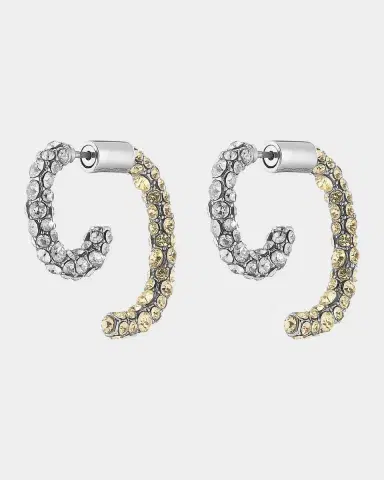 DEMARSON Luna Rhodium-Plated & Glass Crystal Stud Earrings | Thumbnail 3