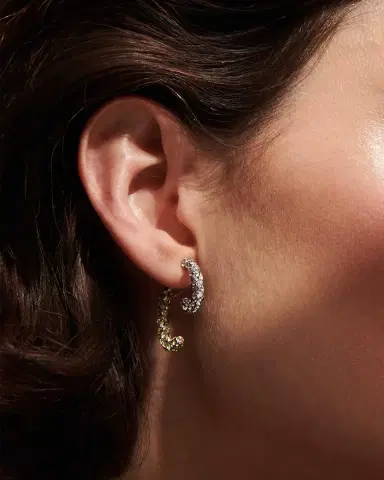 DEMARSON Luna Rhodium-Plated & Glass Crystal Stud Earrings | Thumbnail 1