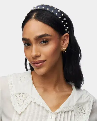 Lele Sadoughi Bessette Wavy Faux Leather Headband | Thumbnail 2