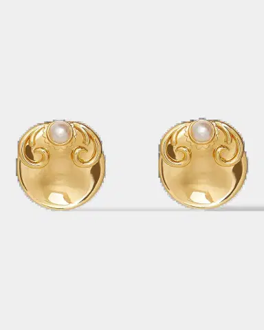 Lele Sadoughi 14K-Gold-Plated & Imitation Pearl Filigree Button Stud Earrings | Thumbnail 2 Lele Sadoughi 14K-Gold-Plated & Imitation Pearl Filigree Button Stud Earrings | Thumbnail 2