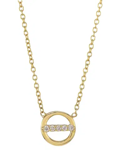 Zoë Chicco 14K Yellow Gold Diamond Bar Circle Pendant Necklace | Thumbnail 1