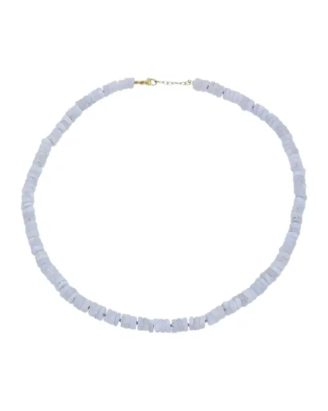 14K Yellow Gold & Blue Lace Agate Beaded Necklace