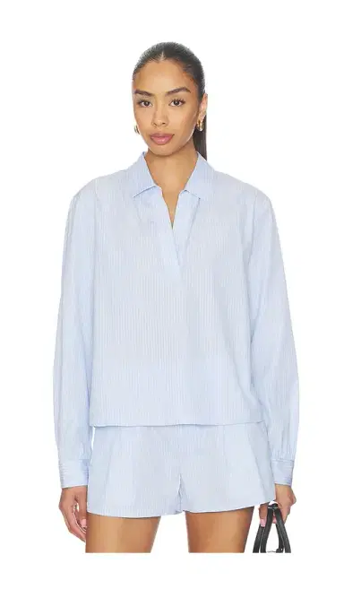 Frame The Striped Long Sleeve Popover Top | Thumbnail 1 Frame The Striped Long Sleeve Popover Top | Thumbnail 1