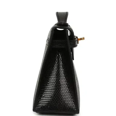 HERMÈS Hermes Kelly Pochette Black Varanus Niloticus Lizard Gold Hardware | Thumbnail 3